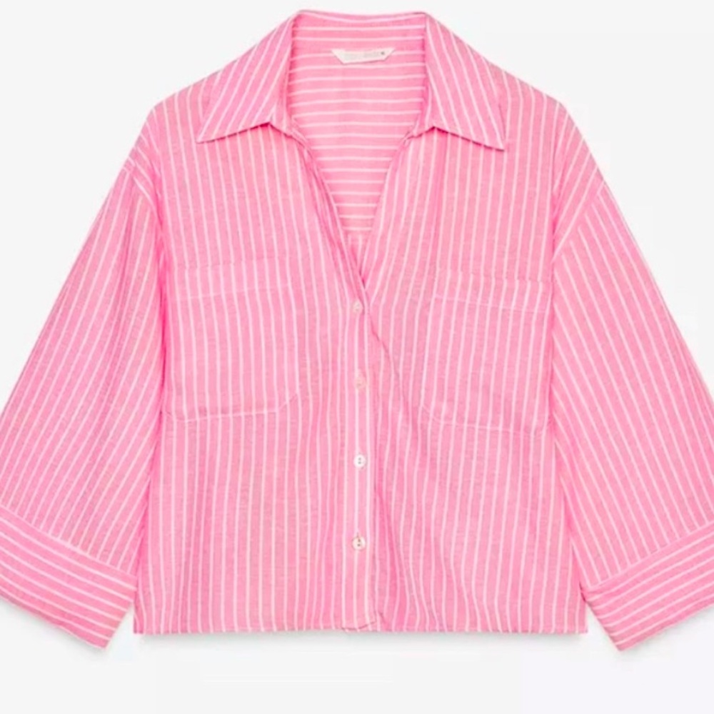 Zara Long-Sleeved Cropped Button Down